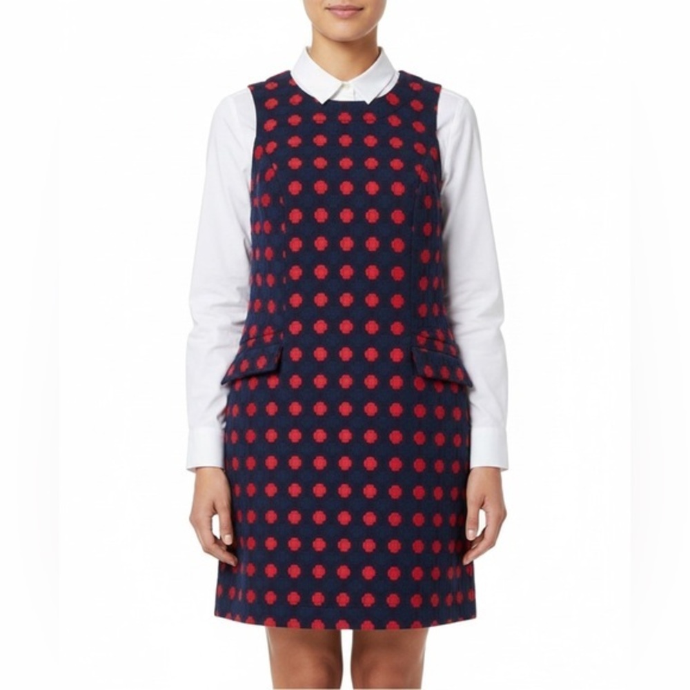 BODEN Navy & Red Preppy Midi Dress SZ 12R